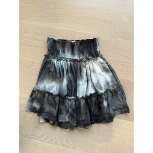 Altar'd State Gray and White Tie Dye Tiered Ruffle Mini Skirt